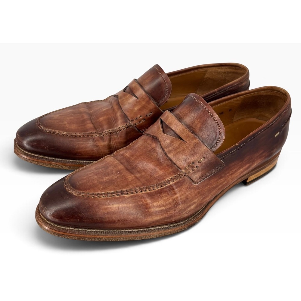 Magnanni Penny Loafer Mens Size 10 Brown Good Leather Slip On Spain 14239